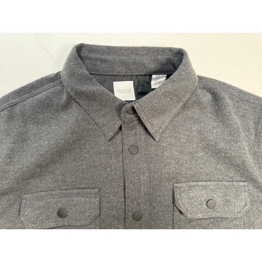 GIASONE Mens Gray Button Up Shirt Jacket Heavyweight Size XL - Picture 3 of 13